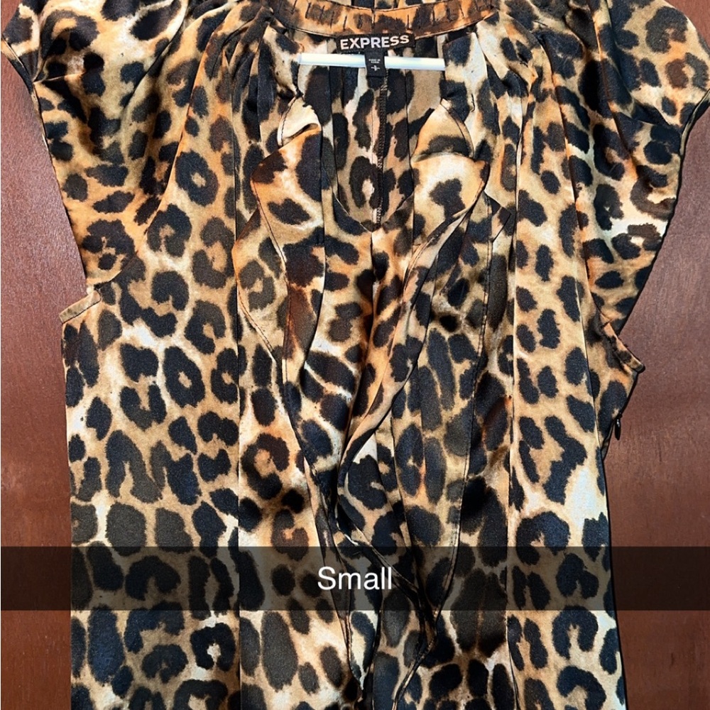 Express Ruffled Brown and Black Blouse